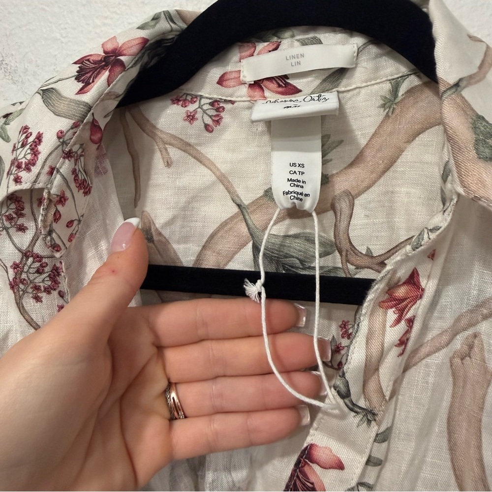 Johanna Ortiz x H&M White Orchid Floral Linen Shirt Dress XS - Picture 5 of 9